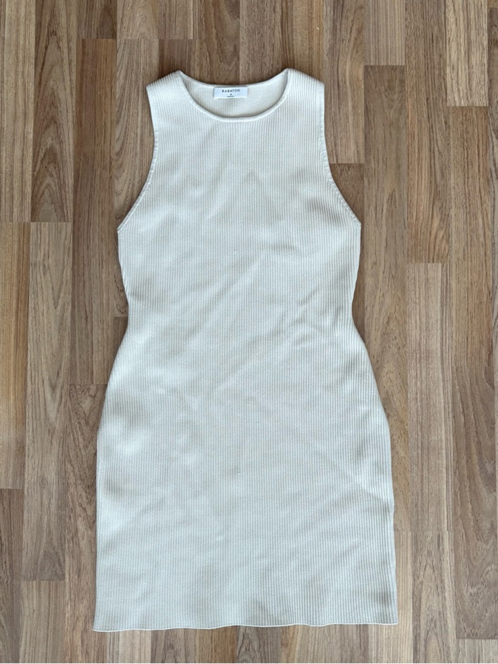 Aritzia Babaton Ribbed Tank Mini Dress in Cream